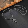 Vnox Sword Pendant with Black Zircon Necklace for Men, Stainless Steel Waterproof Box Chain Retro Punk Jewelry Gifts for Son Dad