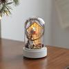 Christmas Dome Glass Ornament LED Light Up Reindeer Christmas Tree Little Church in Cloche Tabletop Decoration for Indoor Room Desktop Decor