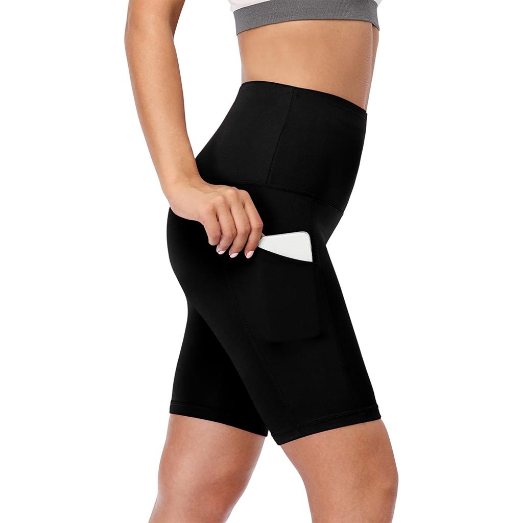 Women's High Waist Yoga Shorts with Pockets Five Inch Length Compression Fitness Running Cycling Activewear Shorts