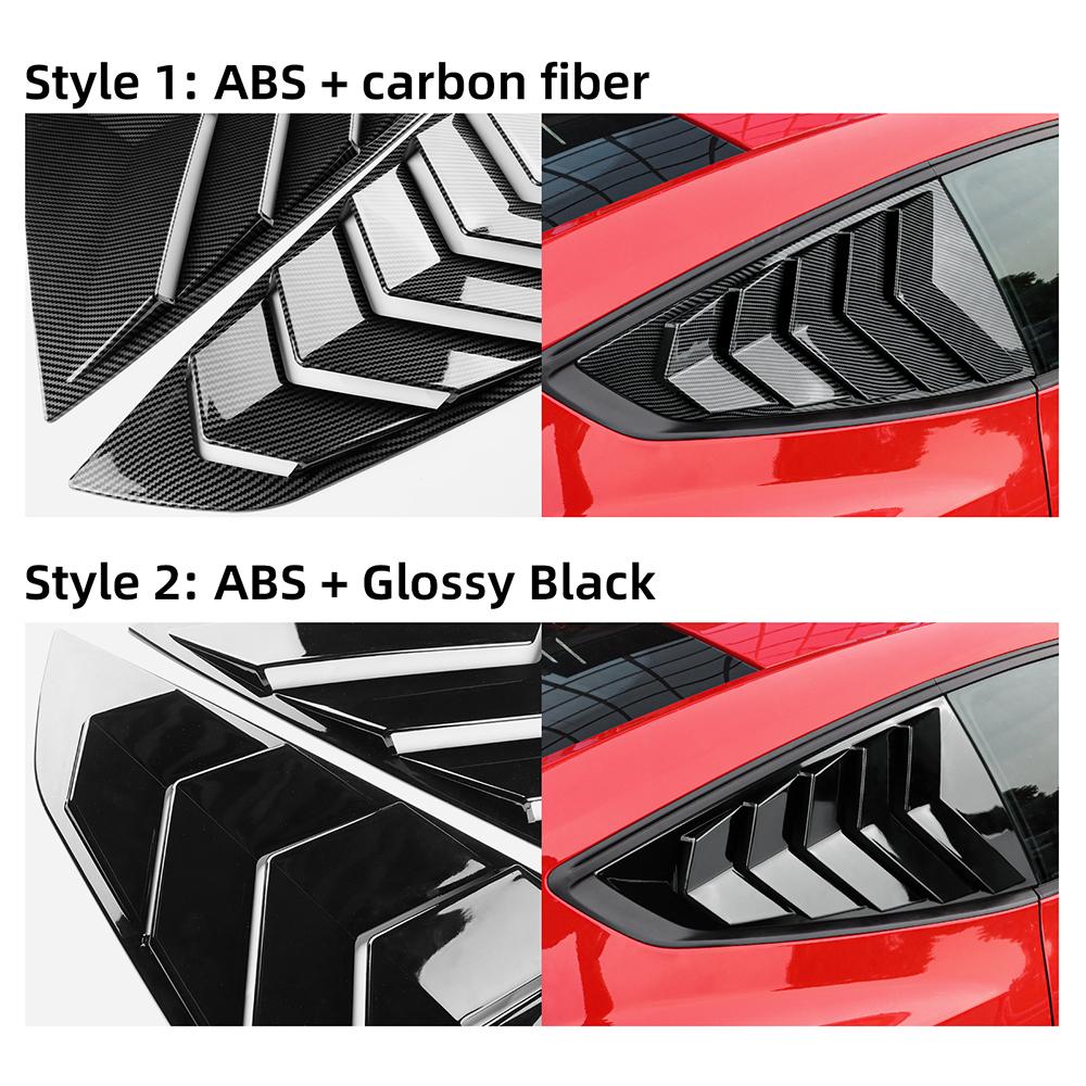 Für Ford Mustang S650 GT 2024 2025 Auto Heckklappenfenster Glänzend Schwarz Karbonfaser-Muster ABS Spiegelblenden-Abdeckung Zubehör