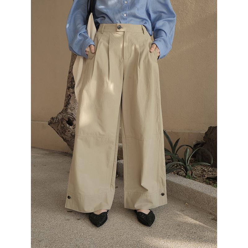 

MMC Women s High-Waisted Straight-Leg Wide-Leg Casual Pants Small хаки