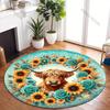 Scottish Highland Cattle Pattern Round Rug Kids Room Circular Carpet Living Room Bedroom Home Decoration Computer Chair Area Mat
