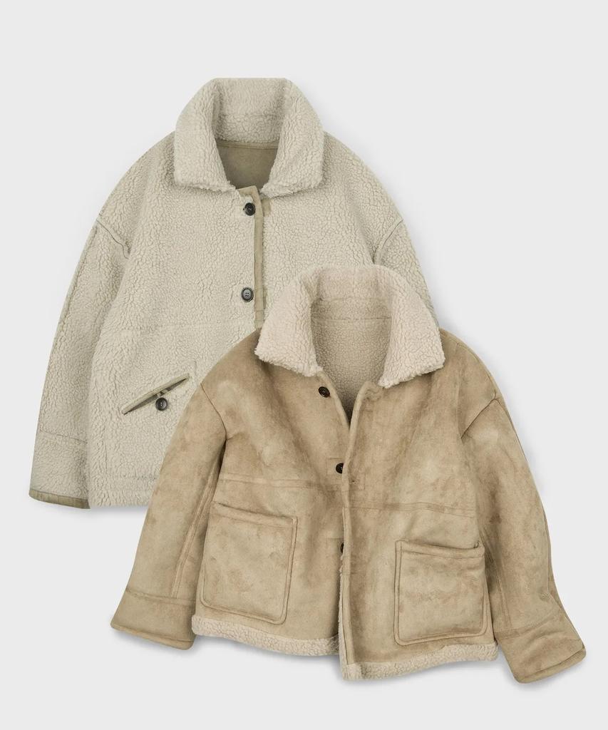 Place Studio Reversible Suede Oversized Shearling Shearling Jacket Jumper