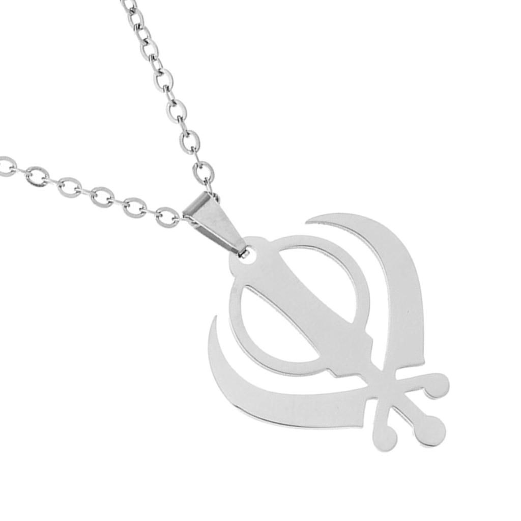 India Sikhism Necklace Religious Symbol Clavicle Chain Cultural Symbol Pendant Neckchain Unisex Religious Metal Jewelry