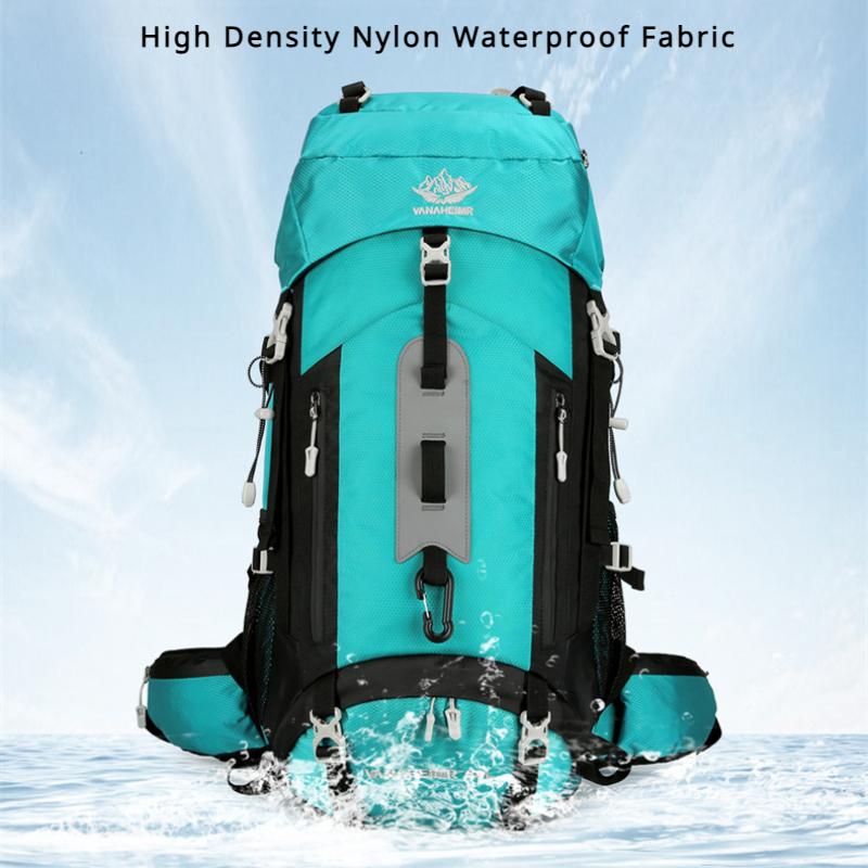 60L Outdoor-Bergsteigertasche mit großer Kapazität Hochwertiges Nylon Wasserdicht Verschleißfest Wandertourentasche Unisex Reise Camping Sportrucksack