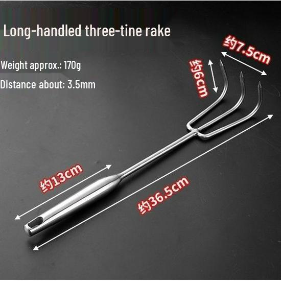 Stainless Steel One-Piece Handle Multi-Tine Garden and Seafood Rake