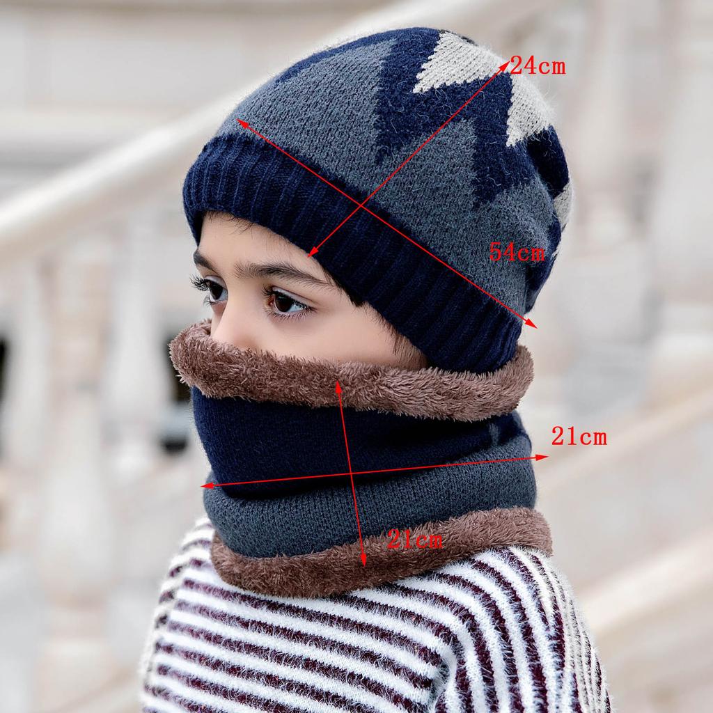 Winter Kids Thick Knit Hat Outdoor Warm Windproof Ear Cover Wool Beanie for Children Cold Weather Protection
