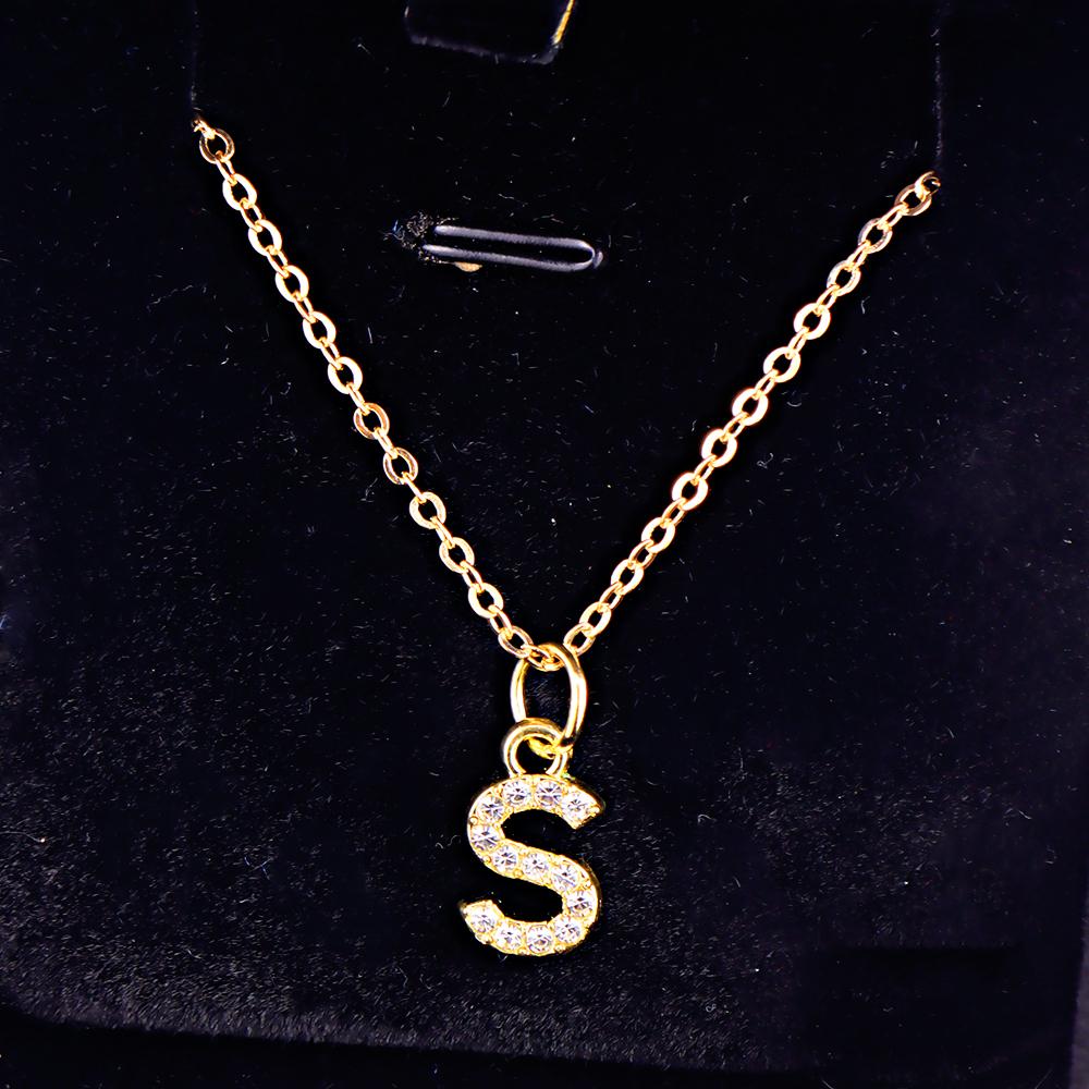 Kpop Shining A-Z Letter Pendant Charm Necklace 26 Initial Alphabet Name Golden Clavicle Chain Party Valentine's Day Jewelry Gift