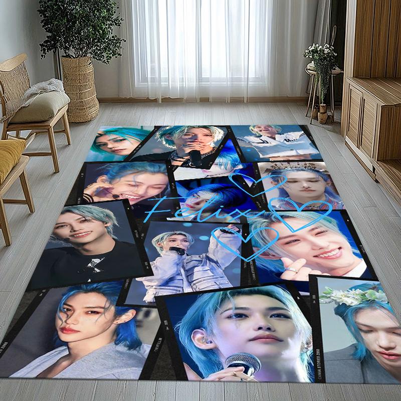 HD Stray Kids Kpop Star Living Room Non-Slip Area Rug Soft Carpet for Bedroom Kids Playroom Sofa,Home Decor Doormat Gift