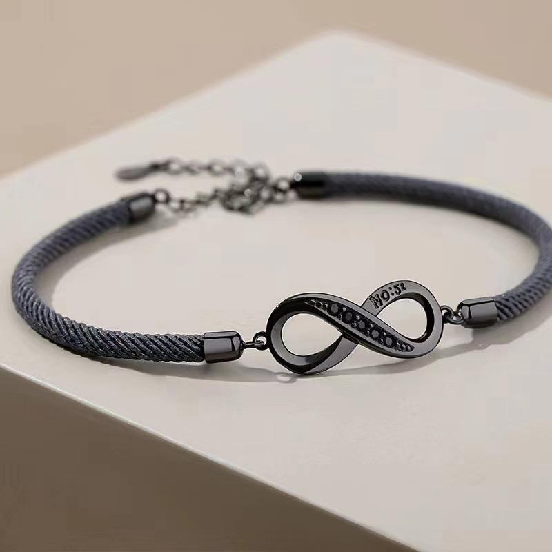 Mobius Ring Couple Double Ring Bracelet men and women woven hand ropes Lover s gift чёрный