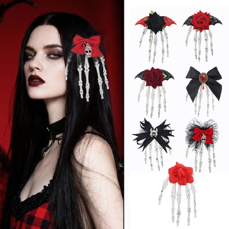 Festive Skull Hair Clip Secure Hold Design Comfortable Plastic Hairpin Ideal For Halloween Outfits And Cosplay Enthusiasts