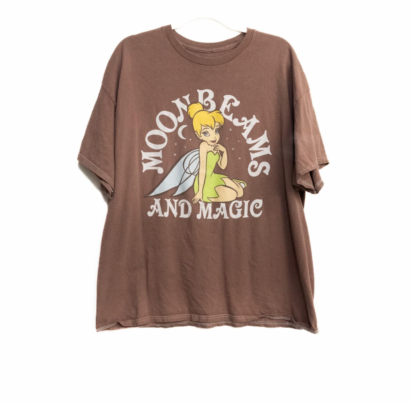 Disney Tinker Bell Womens Brown Cotton TShirt Graphic Moon Beams Short Sleeve 2X XXL