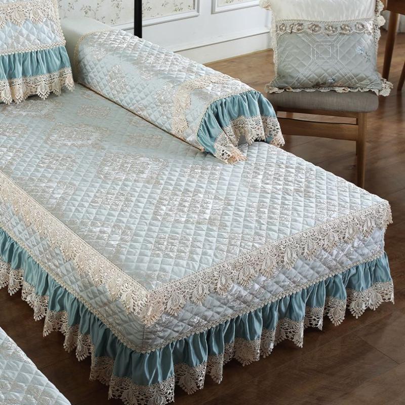 Cotton Linen Jacquard All-season Sofa Cover Thickened Non Slip Comfortable Seat Cushion Lace Breathable Dustproof Couch Towel