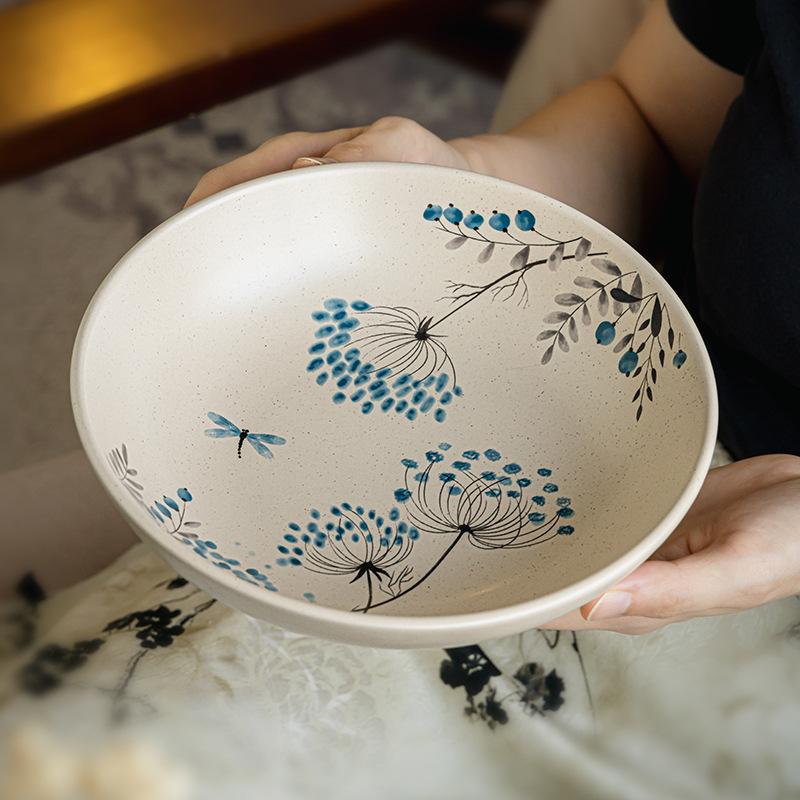 The Bowl Of Medieval 8-Inch Sesame Glaze Ceramic Bowl Open Vegetable Bowl Salad Bowl Large Deep Plate Outlet