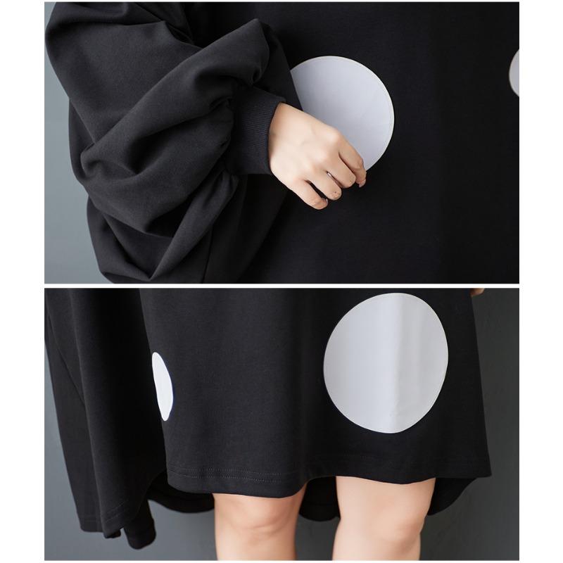 DIMANAF 2025 Women Plus Size Autumn Shirt Dress Loose Casual Oversize Long Sleeve Vintage Dress Black