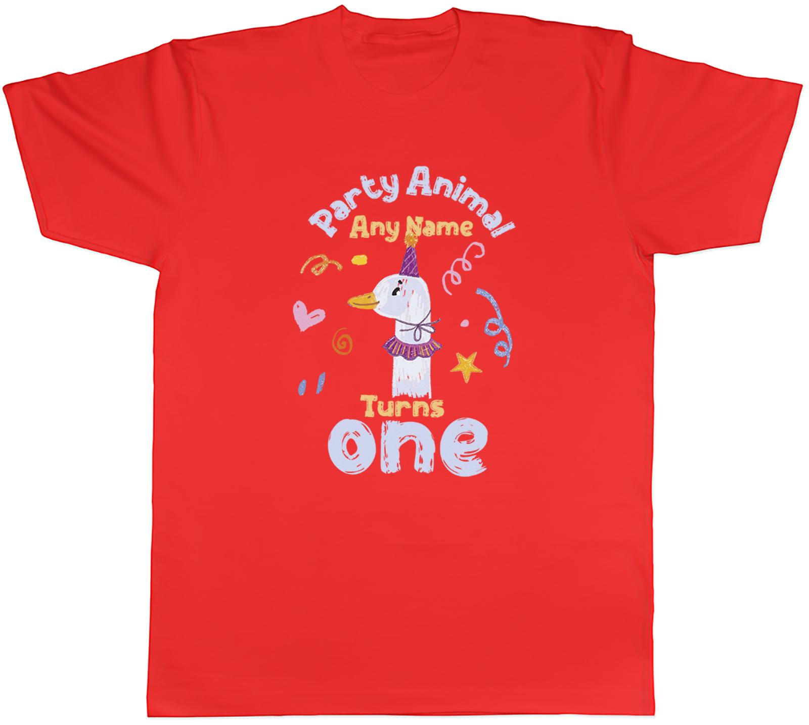 Personalised Party Animal Goose Turns Name Age Unisexs TShirt Tee Gift Top S