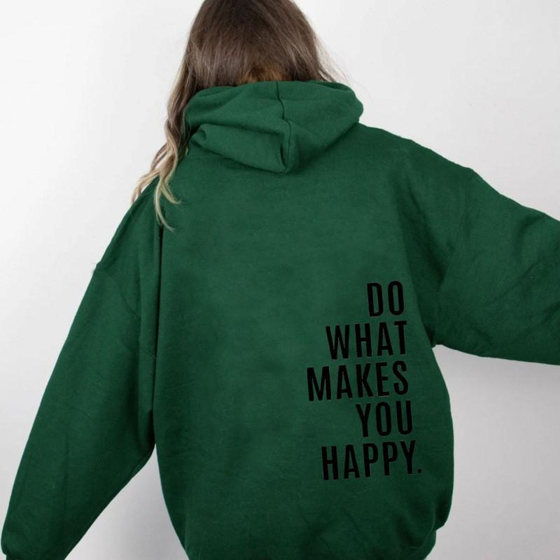 Womens Hooded Sweatshirt Streetwear Loose Fit Long Sleeve Printed Pullover Casual Top