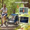 Children's Bike Trailer with 2 Seats, 2 Safety Belts, Steel Frame and Blue Oxford Fabric Cover