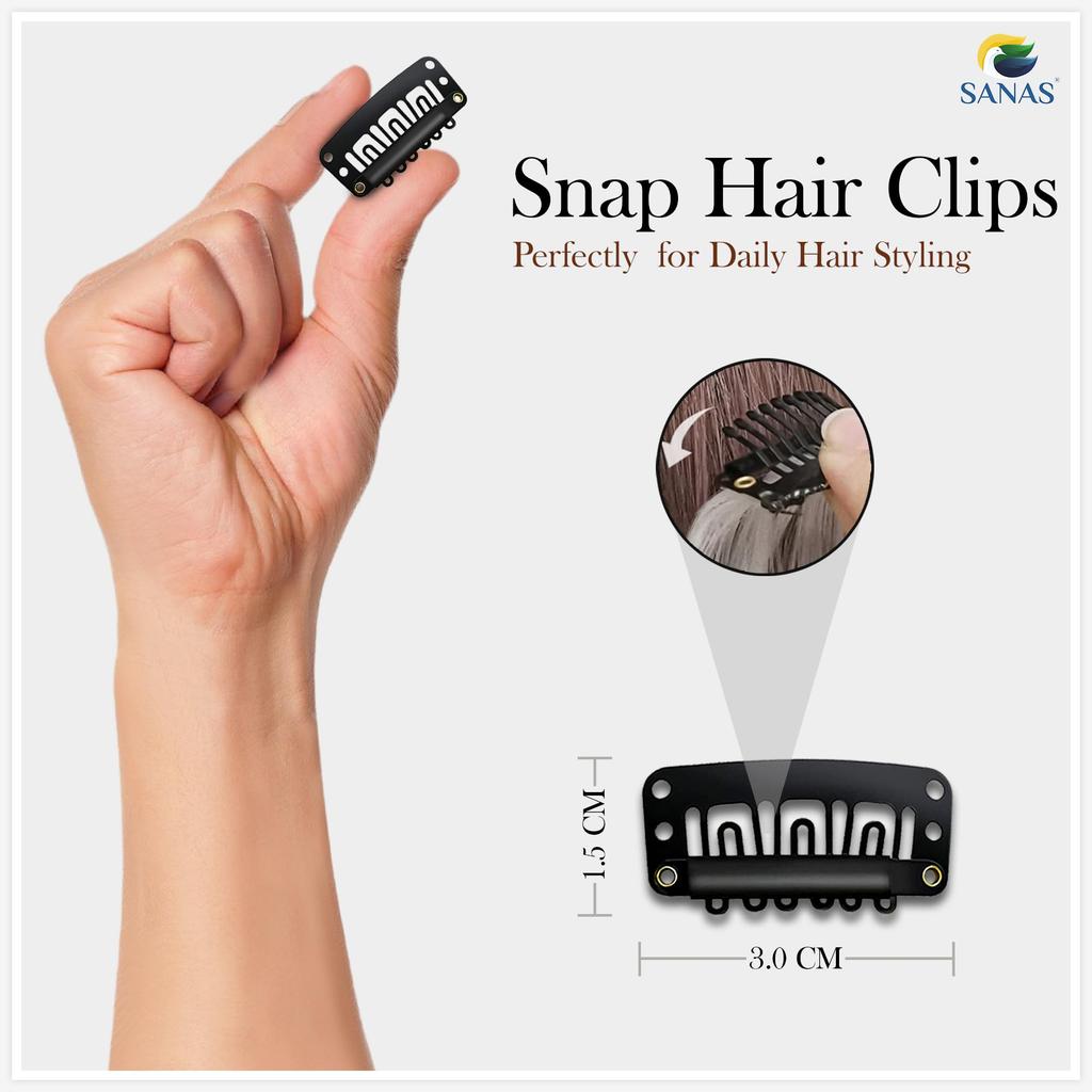 Sanas (80pcs) Hair Extension Clips For Women & Men Hair Wig Hair Patch For Men Clip Hair Extensions For Women Black Hair Clips For Dupatta Setting