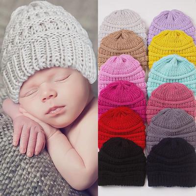 Bonnet en laine tricoté de couleur bonbon européen et américain pour garçons et filles - Chaleur d'automne et d'hiver