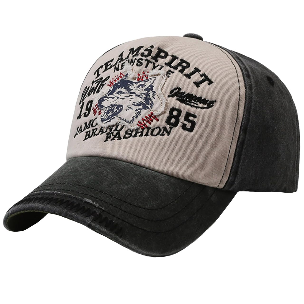 

Hat Cap Vintage Embroidered Distressed Sun Protection Casual Men Women CZA479 [White Fang] (Black) чёрный