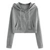 Women Casual Long Sleeve Zipper Pocket Shirt Hooded Sweatshirt Tops