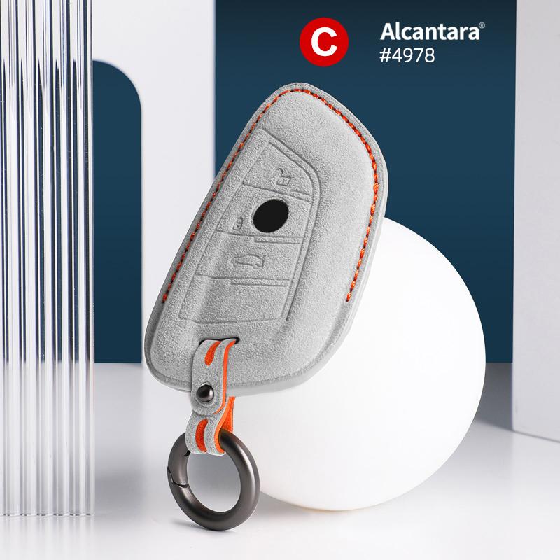 Alcantara Car Key Case Cover For Bmw X1 X5 X6 1 2 3 5 7 Series F15 F16 F20 F22 F30 F32 G30 Keychain Accessories