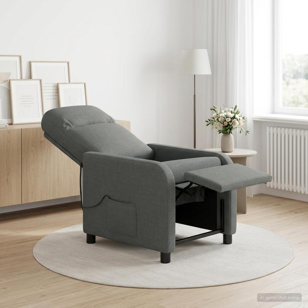 Massage Recliner Dark Gray Fabric
