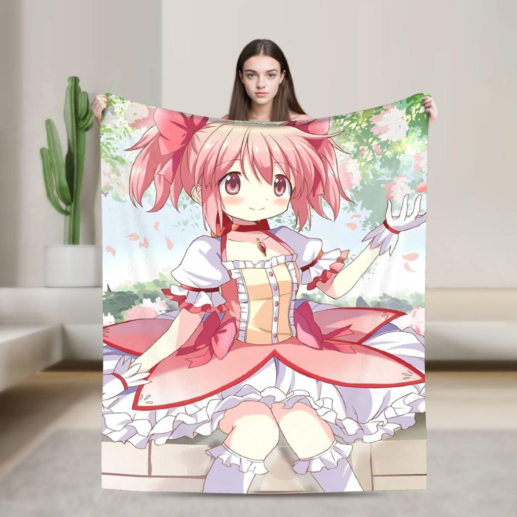 Puella Magi Madoka Magica Blanket Anime Flannel Awesome Soft Throw Blanket for Bedding Lounge Decoration