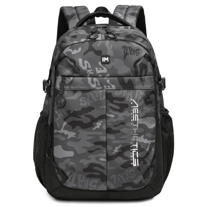 Men's Large Capacity Backpack Junior High School Student Schoolbag Camouflage Print Computer Backpack