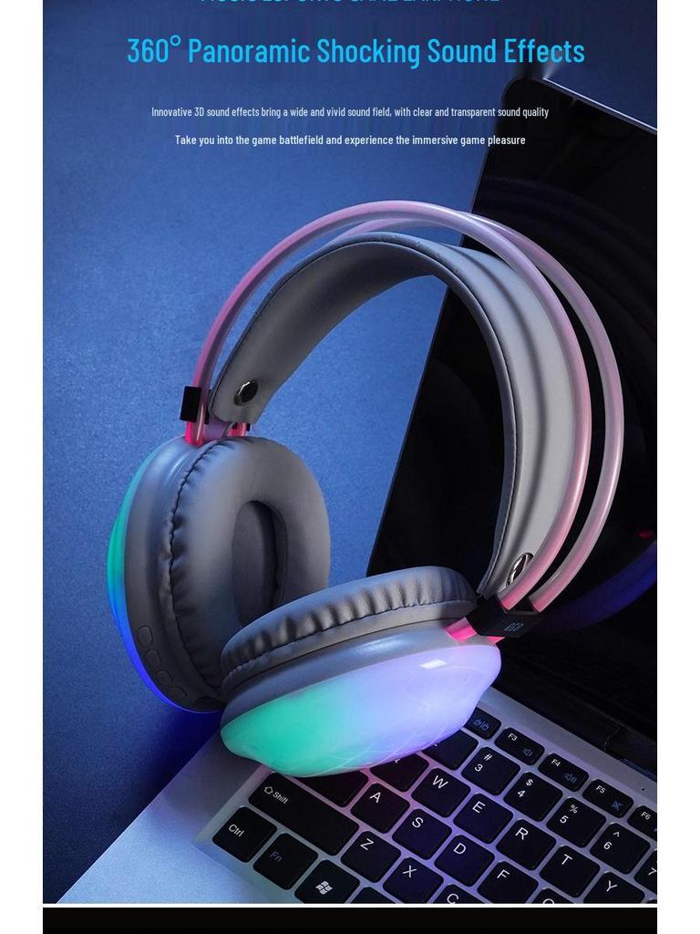 New Luminous Over-Ear Bluetooth Gaming Headset with Ultra-Long Battery Life and Noise Reduction