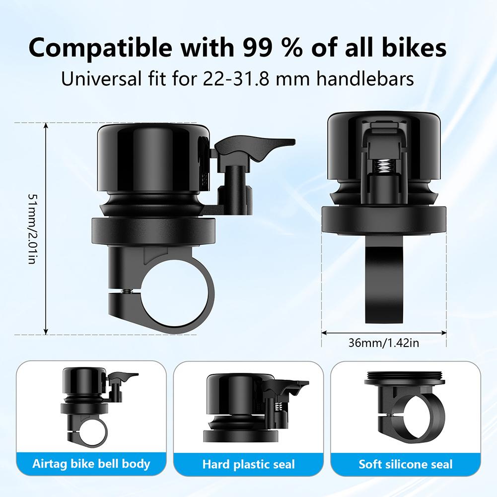 Bicycle Bell for Apple AirTag Bike Mount Bicycle Bell Waterproof Anti-Theft for Air Tag GPS Tracker Under Bike Bell Holder