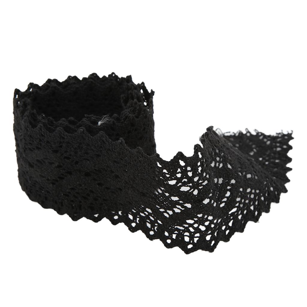 Krajková stuha Bavlněná nit 10 yardů Černá Dekorativní doplňky pro Zdobení oděvů DIY Záclona