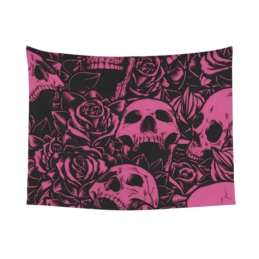 Psychedelic Skull Halloween Tapestry Wall Hanging Printed Polyester Tapestry Ins Throw Rug Blanket Wall Decor Tapiz