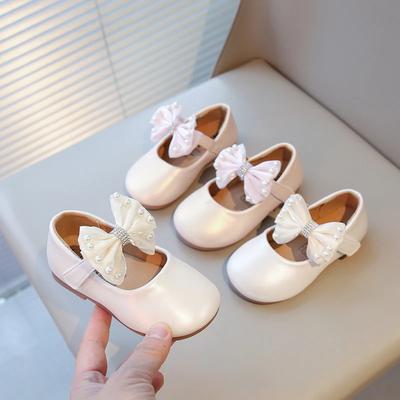 Mädchen Schicke Ballerinas für Hochzeitsfeier Klassisch Schlicht Elegant Kinder Kleiderschuhe mit Spitzen Schleife Prinzessin Süße Kinder Mary Janes