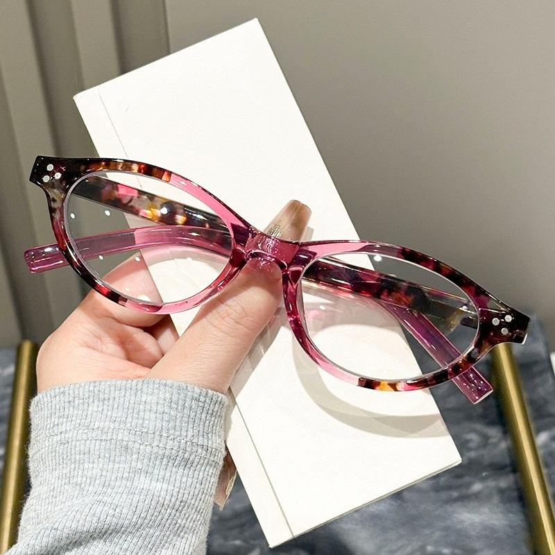 Stylish Women's Cat Eye Reading Glasses Men Classic Retro Far Sight Eyeglasses Flora Printed Ultralight Oval Frame Presbyopia
