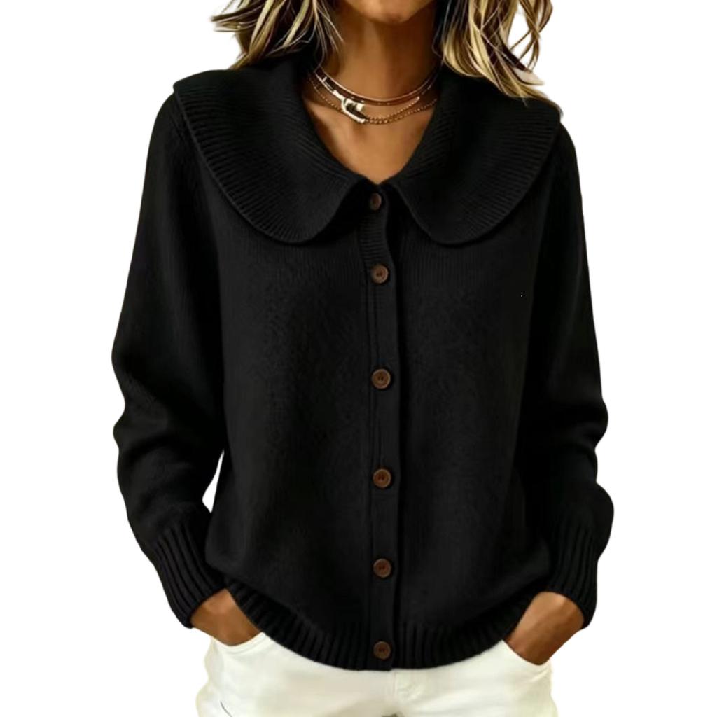 Cardigan in Maglia Colorata da Donna con Collo e Chiusura a Bottoni