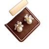 Gold-Plated Silver Zircon Flower Pearl Stud Earrings - French Retro Style for Women