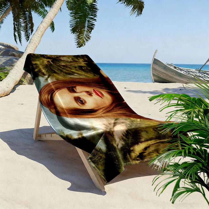 Lana Del Rey Print Beach Towel, Large Soft Quick Dry Towel for Beach Camping Swimming