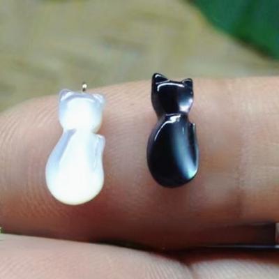 2 STÜCKE Shell Perle Geschnitzte Katze Ohrringe Ohrstecker Anhänger Armband Diy Handgemachte Shell Blume Material Schmuck