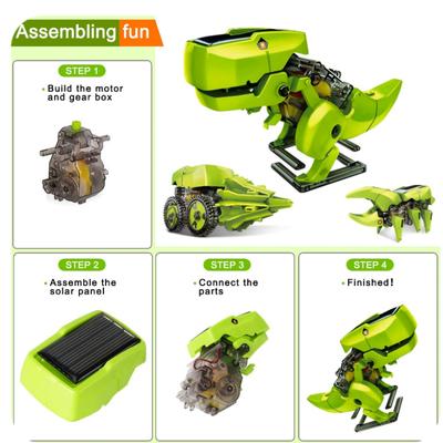 Dinosauro Energia solare/Giocattolo a stelo alimentato Gadget tecnologici Kit robotica Istruzione Fai da te Scienza Auto Giocattolo per bambini Ragazzi