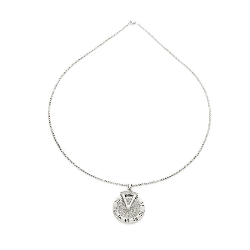 Necklace Roman Numerals with Diamond Studded Roulette Wheel Accessories серебряный