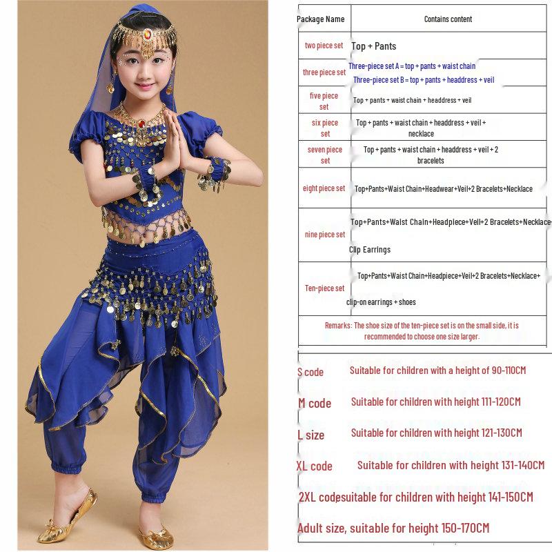 Ethnische Tanzkostüme für Kinder: Xinjiang, Bauchtanz, Indisches Performance-Outfit für Mädchen