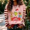 Women's Long Sleeve Neck Pullover Sweatshirt with Christmas Holiday Print for Casual Daily Wear