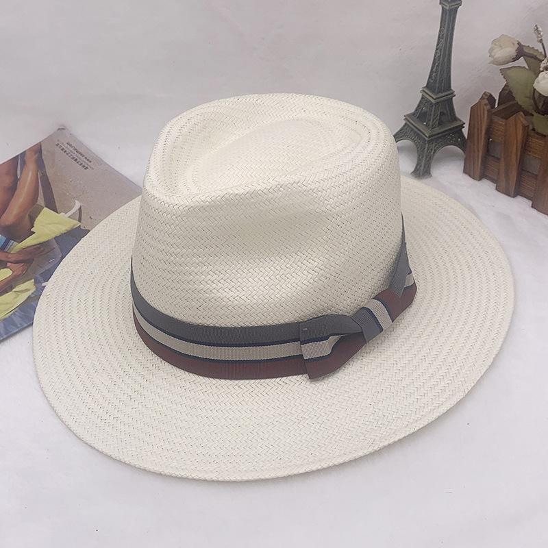 Factory Self-Produced Fine Straw Top Hat, Versatile Travel Visor, Flat-Brimmed Panama Straw Hat, Breathable Sunscreen Hat