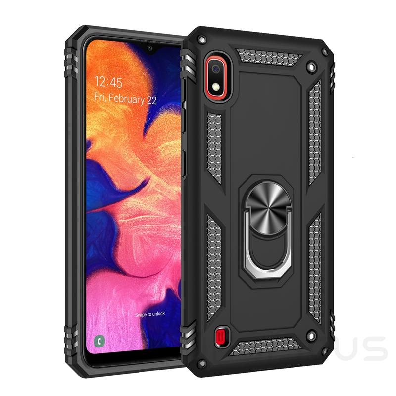 Luxury Armor Soft Shockproof Case For Samsung Galaxy A10 2019 SM-A105F/DS A105FN A105 Silicone Bumper Hard Cover Metal Ring Case