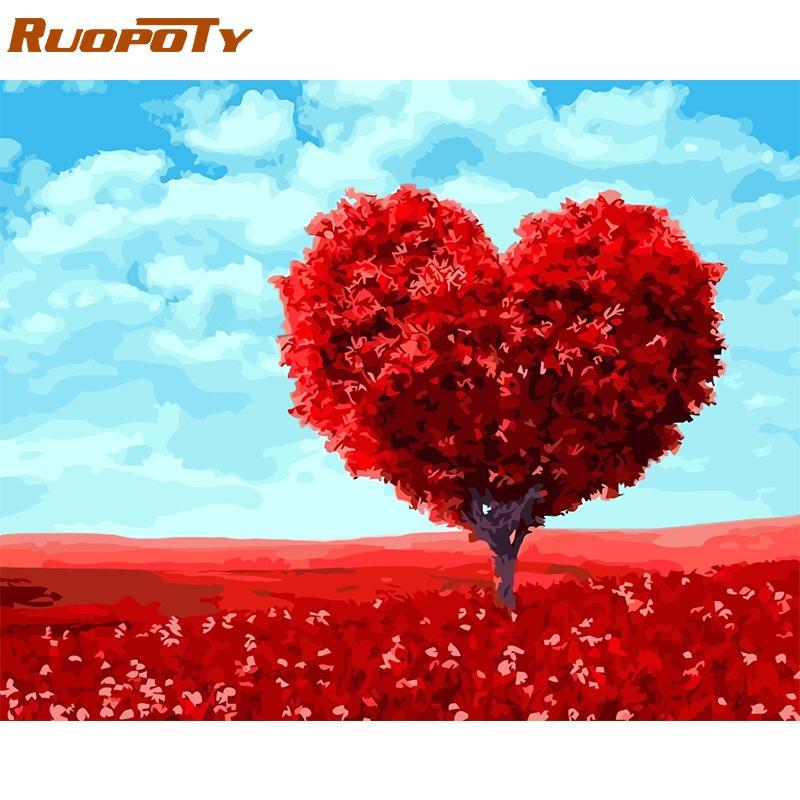 

Рамка RUOPOTY, картина «сделай сам», картина по номерам, пейзаж, современная настенная художественная картина, украшение для дома, ручная роспись, холст по номерам, искусство 40x50CM NO Frame