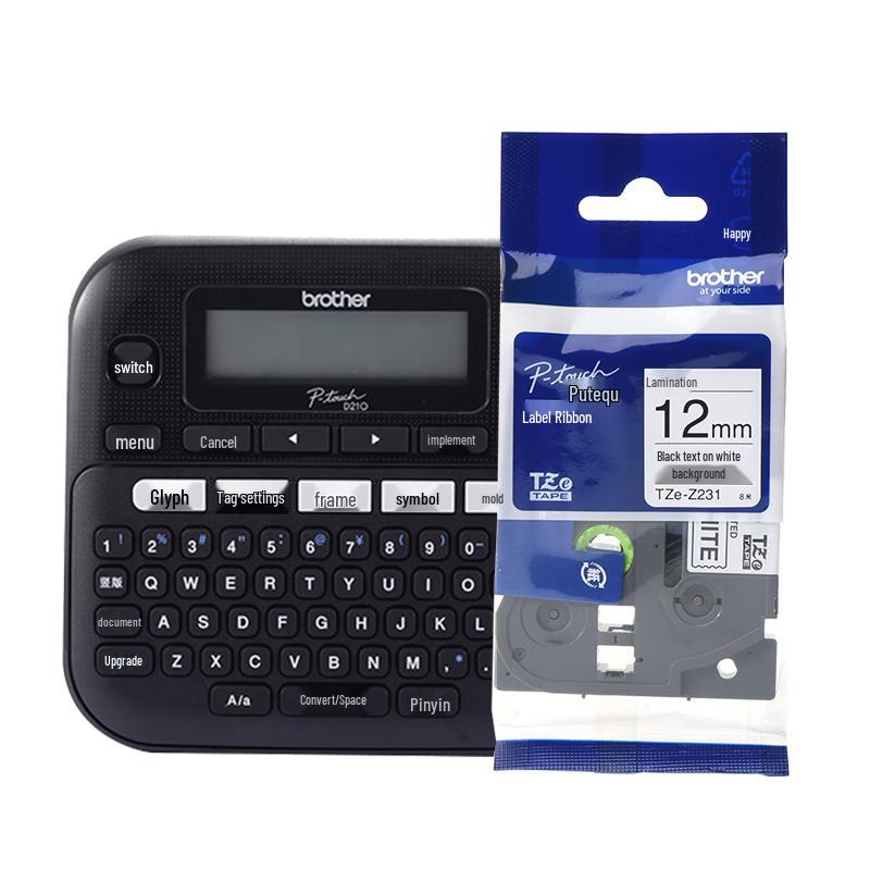

Brother PT-D210 Label Printer & TZe-231 Tape Set CN plug (adapter included)