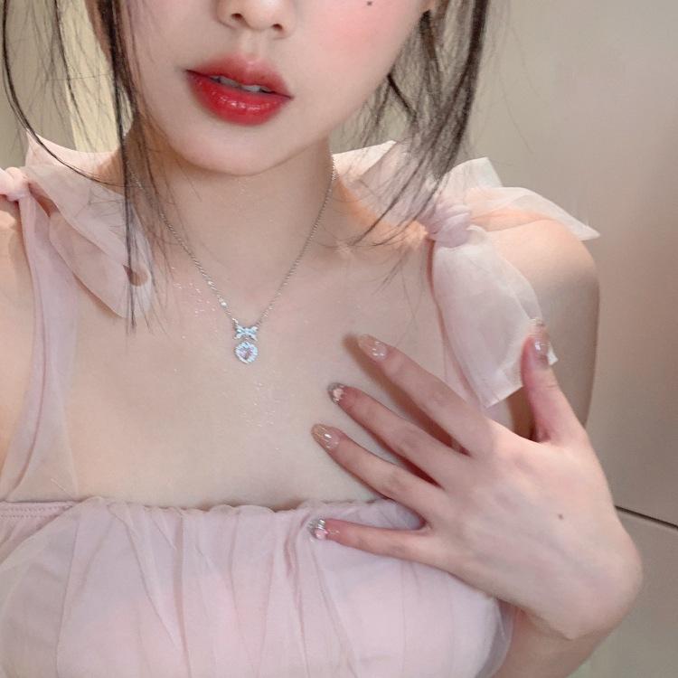 

Новое популярное шейное колье с бантом и цирконием, легкое роскошное маленькое ожерелье, женское дизайнерское ожерелье, высококачественная цепочка на воротник 45CM