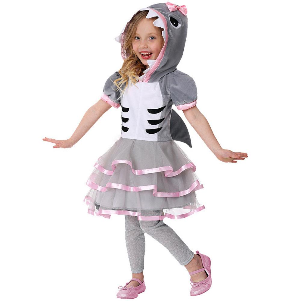 Pyjama Requin Dessin Animé 1er Juin Déguisement Requin Pyjama Flanelle Robe Garderie Tenue de Danse Spectacle Halloween Carnaval Ensemble